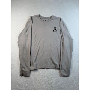 Psycho Bunny Thermal Shirt Mens Medium Gray Waffle Knit Long Sleeve Crewneck Top